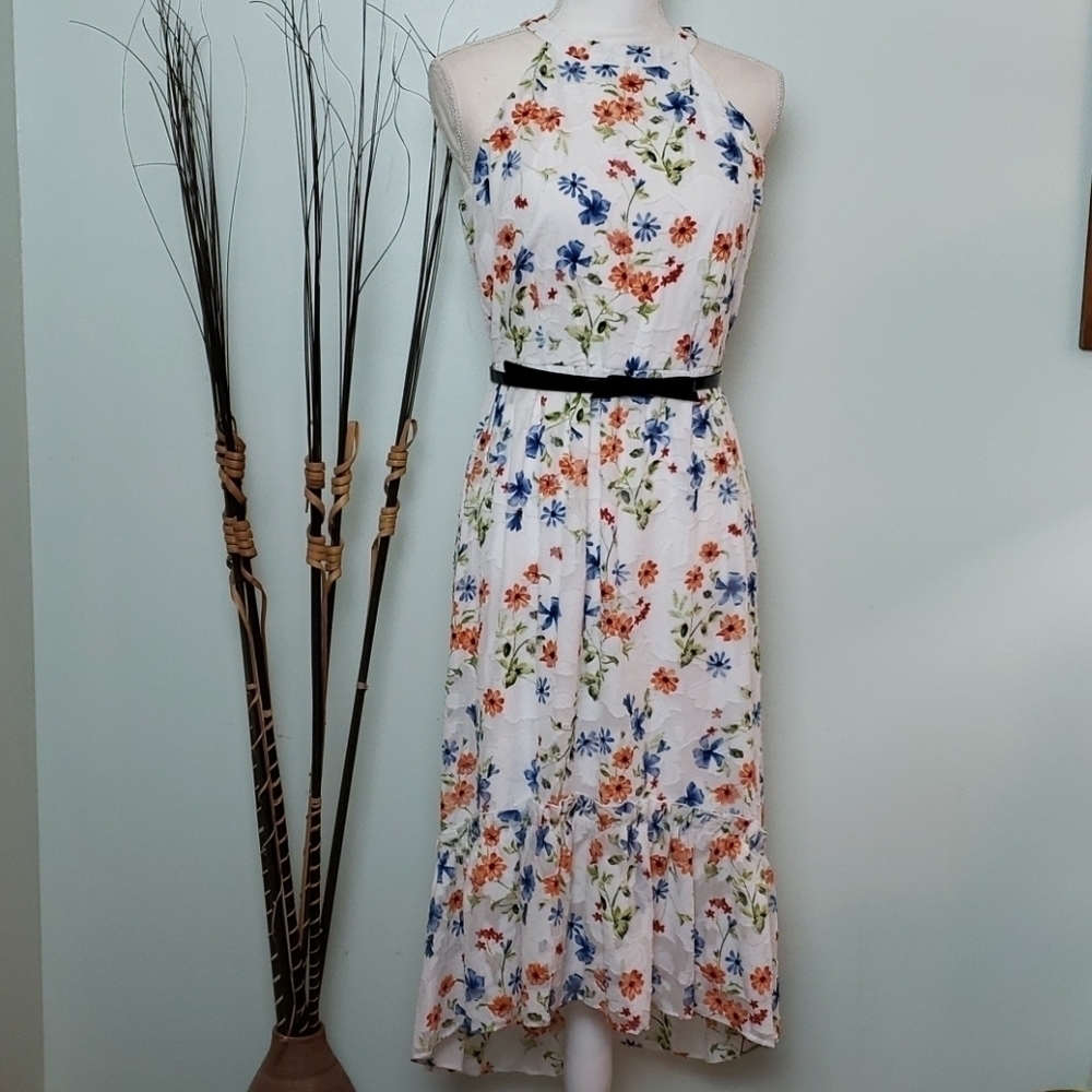 Elle Halter Fit and Flare Floral Dress Sz S - Picture 2 of 8